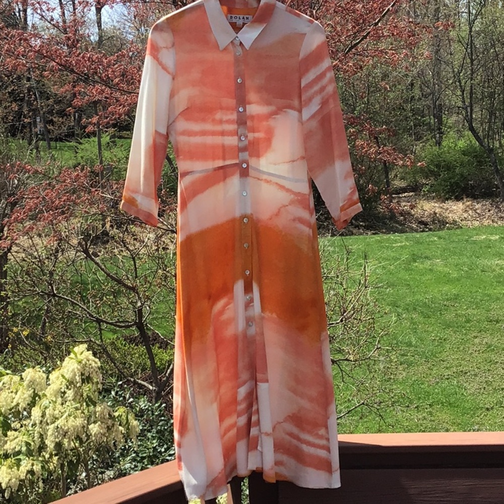 Dolan Cora Long Shirt Dress Mid Maxi Button Down Artsy Anthropologie‎ Sleeves